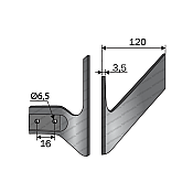 Row Crop Cultivator Flap 120x3,5 Left Ofas