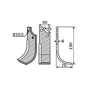 Rotary Cultivator Blade Batalini - Patenidis 50x6